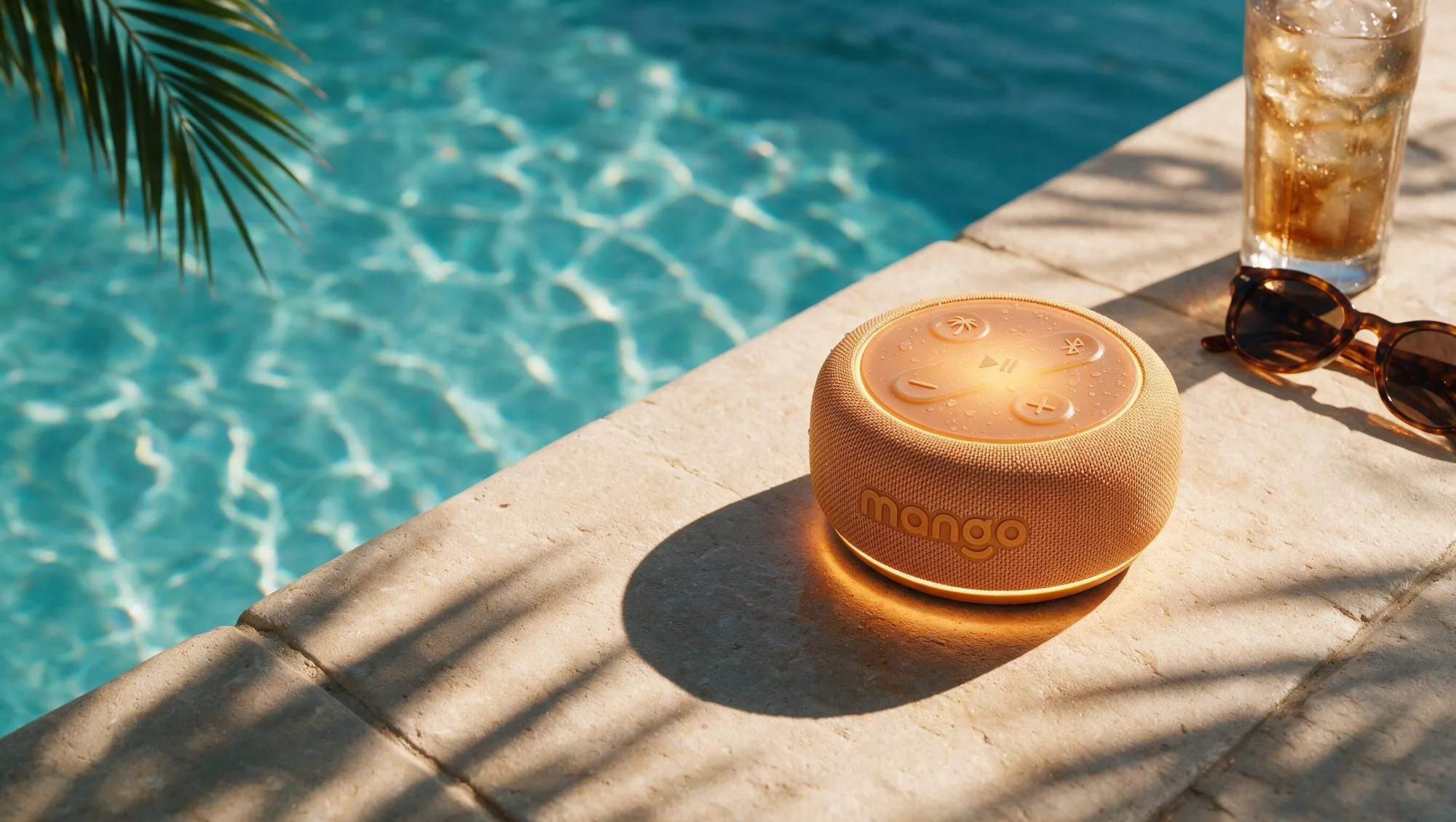 Mango by the edge of a pool